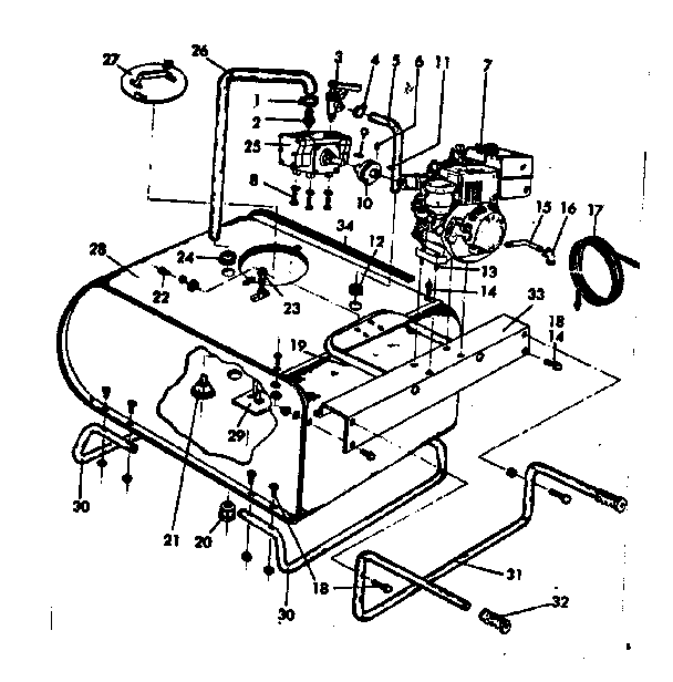 Engine And Main Frame Diagram and Parts List for 471450080  Craftsman Pressure Washer