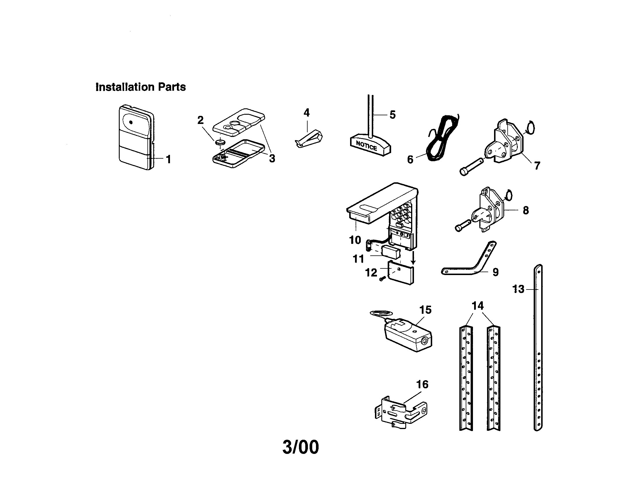 Installation Diagram and Parts List for 13953978SRT  Craftsman Garage Door Opener