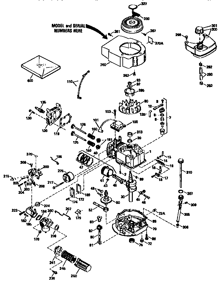 Replacement Parts Diagram and Parts List for 143943530  Craftsman Engine