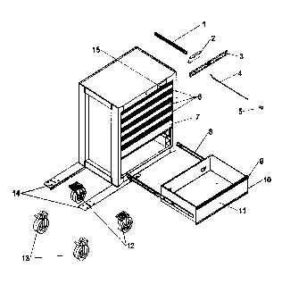 Cabinet Parts Diagram and Parts List for 70621151  Craftsman Tool Stand & Cart