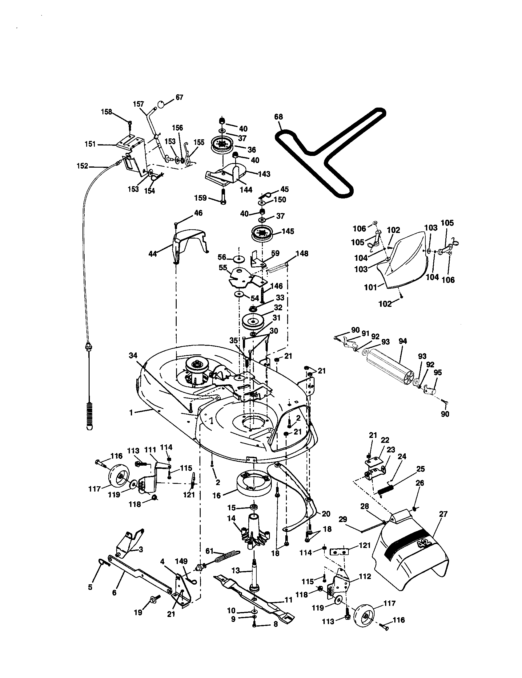Mower Deck Diagram and Parts List for 917279951  Craftsman Lawn Tractor