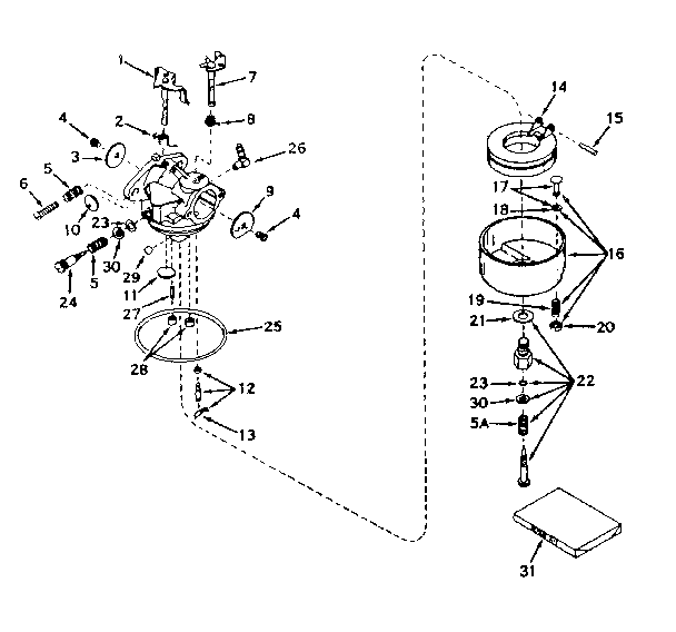 Carburetor No. 631262 Diagram and Parts List for 143165032  Craftsman Engine