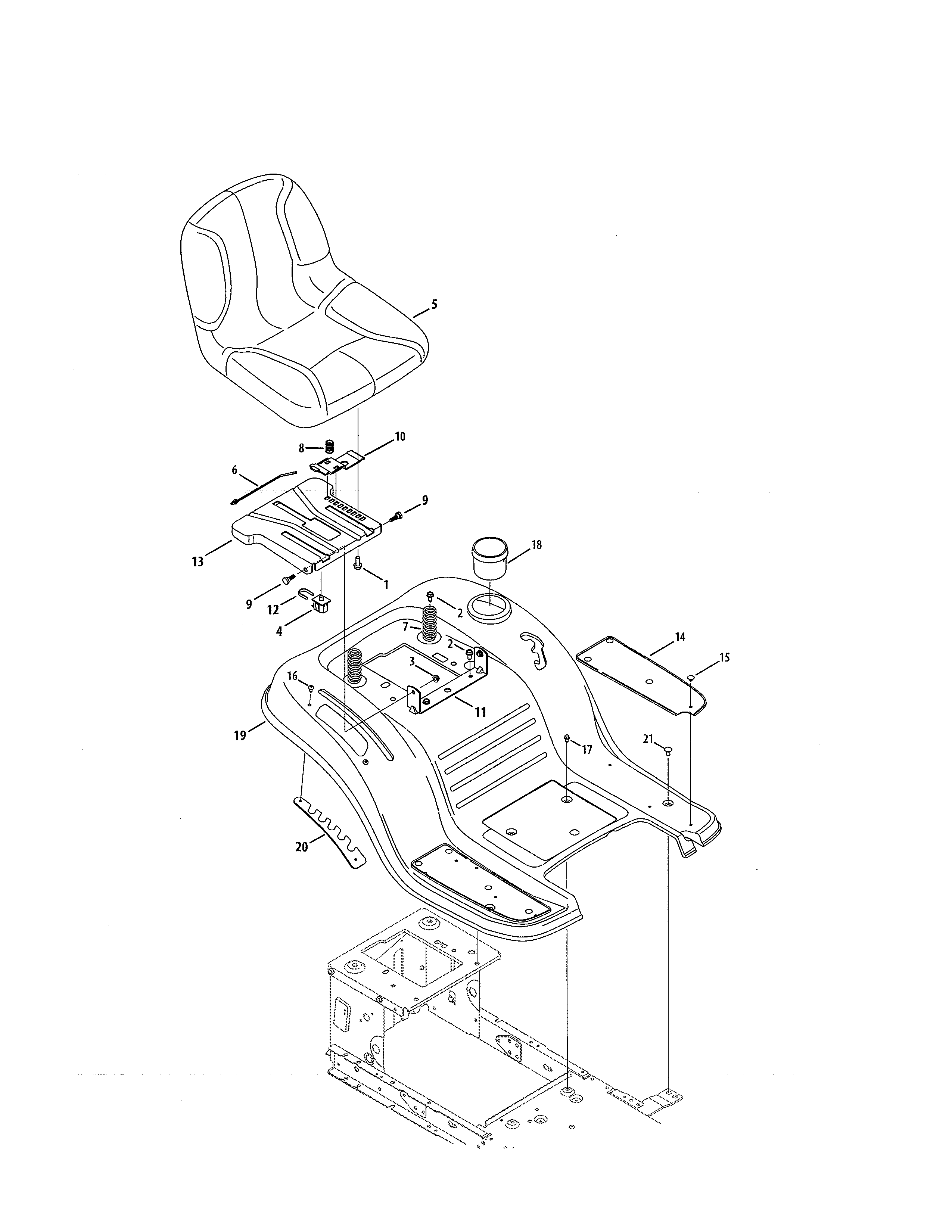Seat/fender Diagram and Parts List for 247203742  Craftsman Lawn Tractor