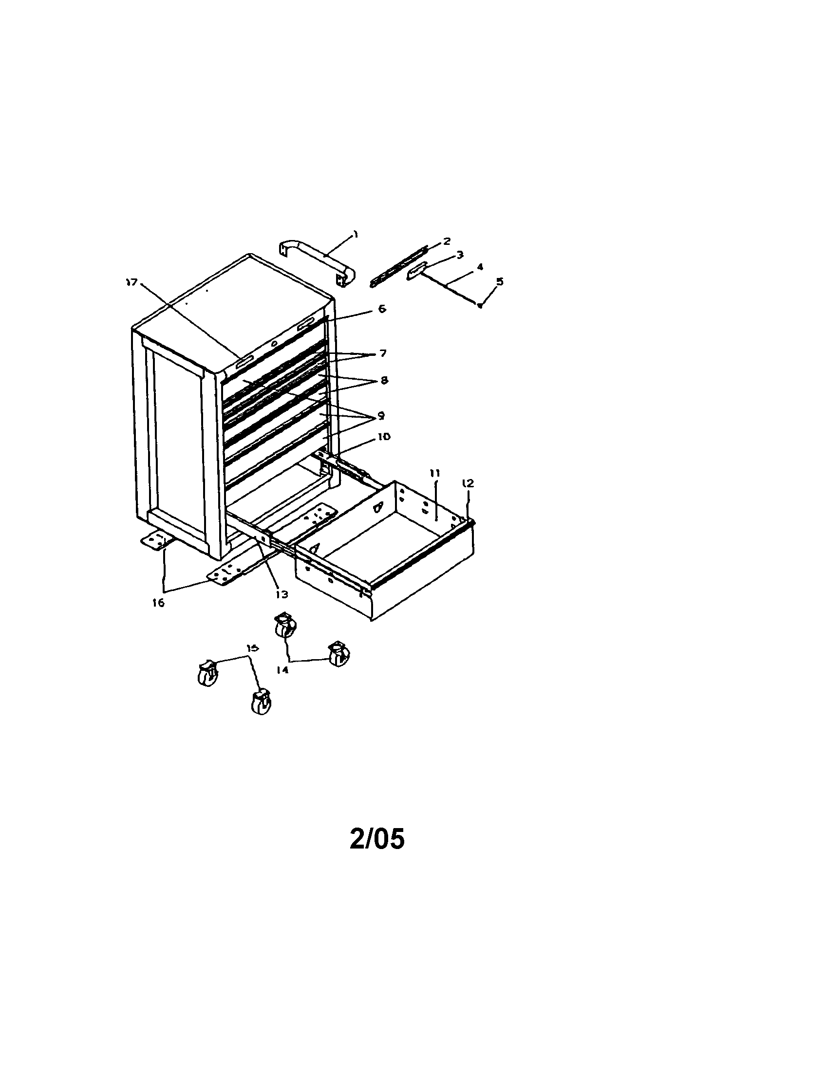 Tool Chest Assembly Diagram and Parts List for 706597191  Craftsman Tool Stand & Cart