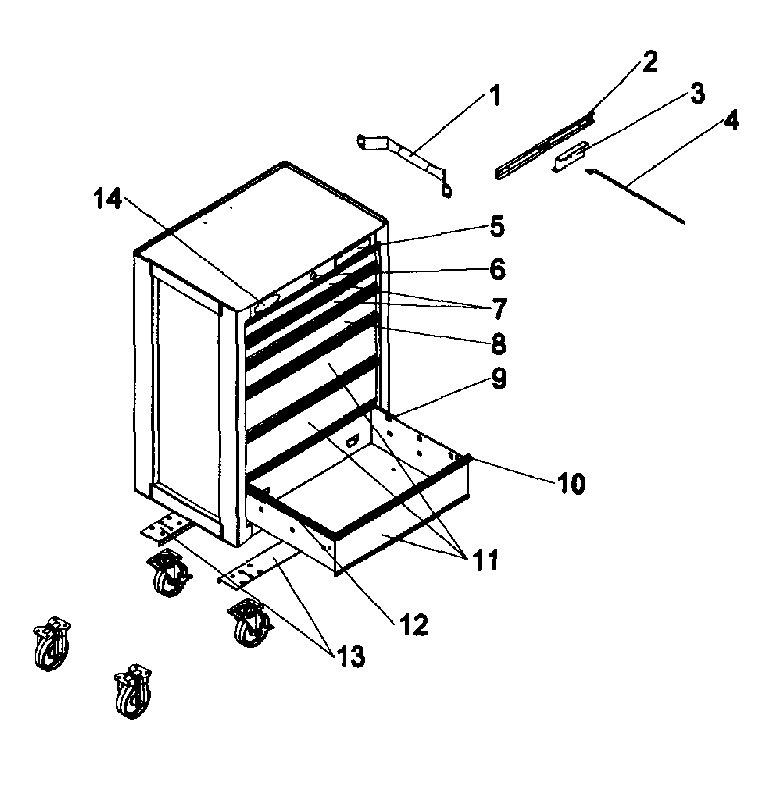Cabinet Parts Diagram and Parts List for 706127371  Craftsman Tool Stand & Cart