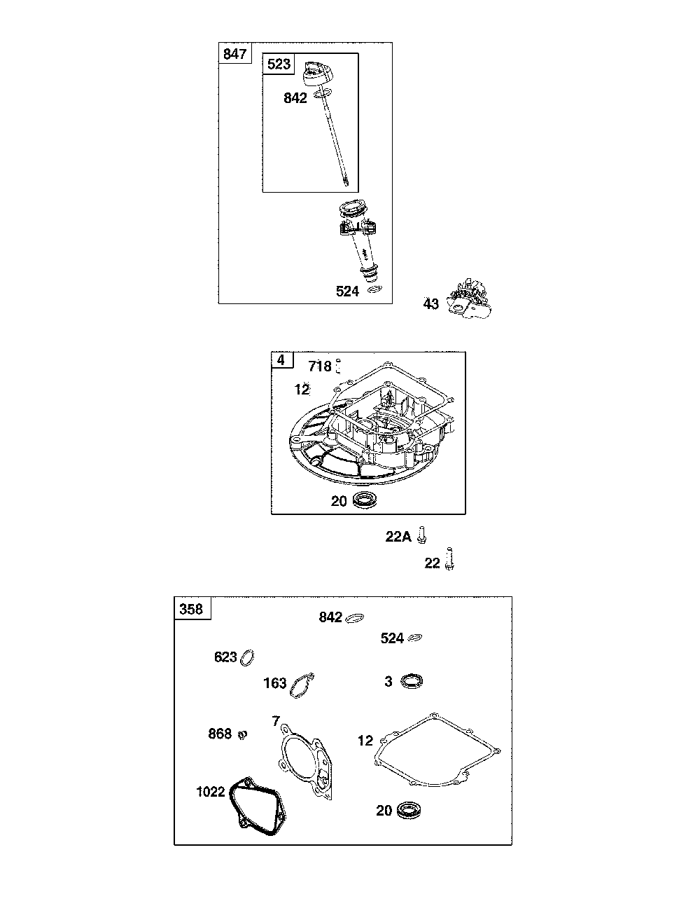Crankcase cover/sump/lubrication Diagram and Parts List for CMXGMAM1125501  Craftsman Lawn Mower