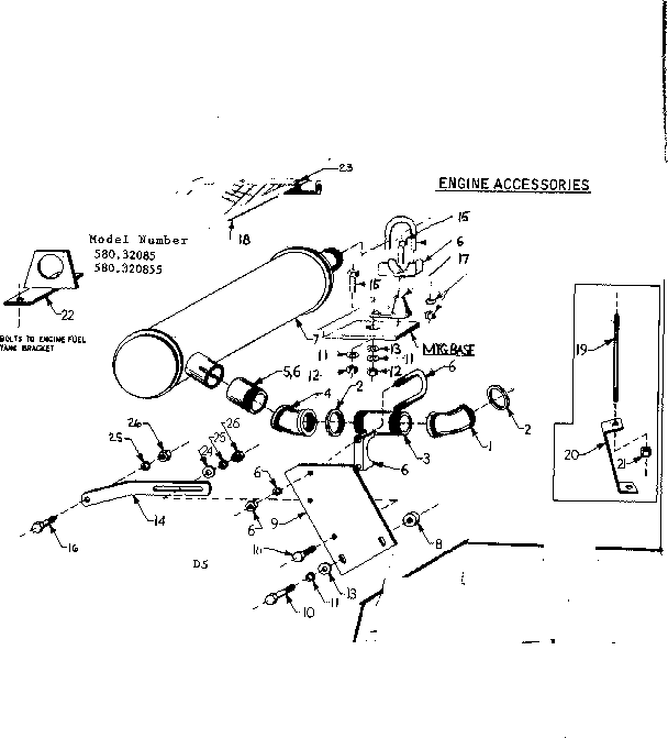 Engine Accessories Diagram and Parts List for 580320855  Craftsman Engine