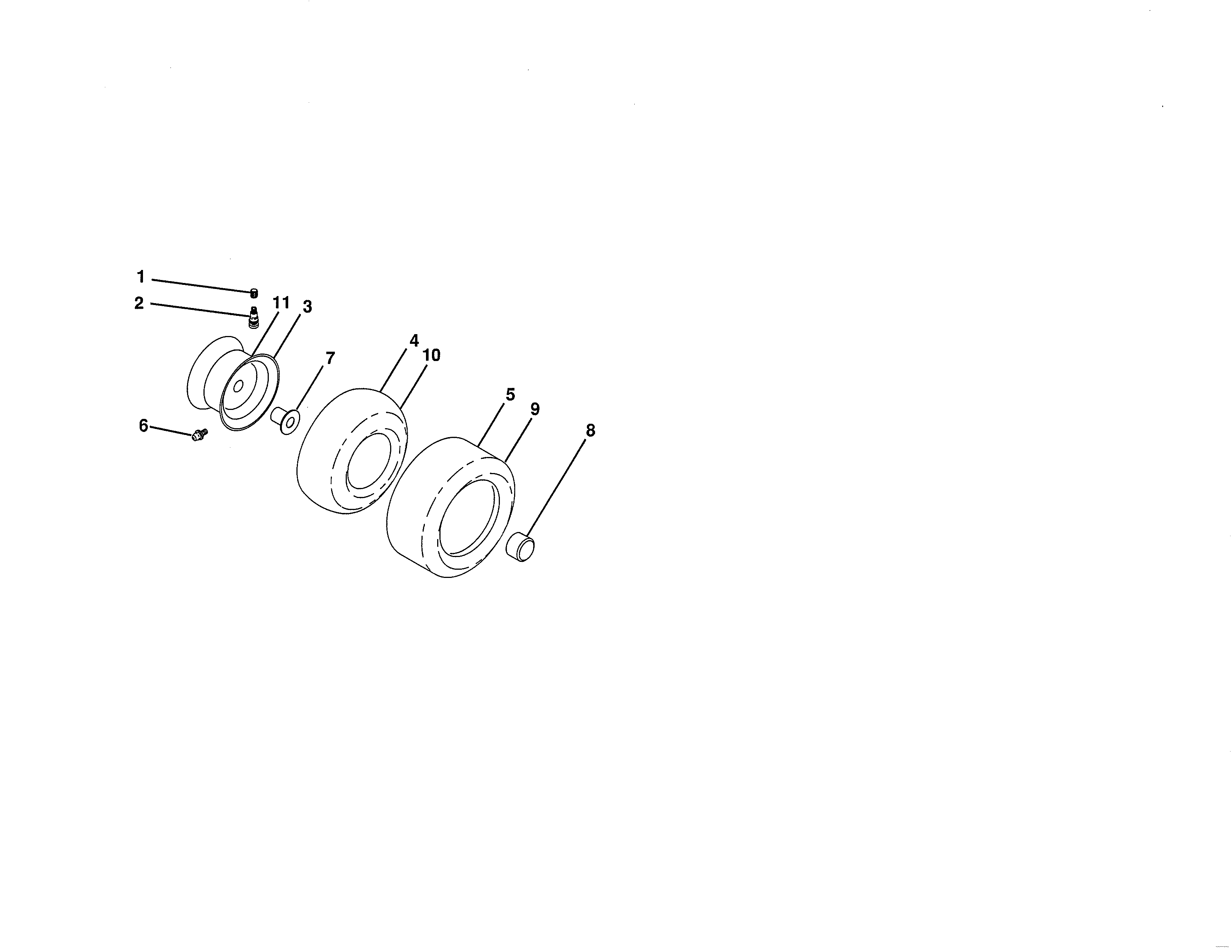 Wheels & Tires Diagram and Parts List for 917990391  Craftsman Lawn Tractor