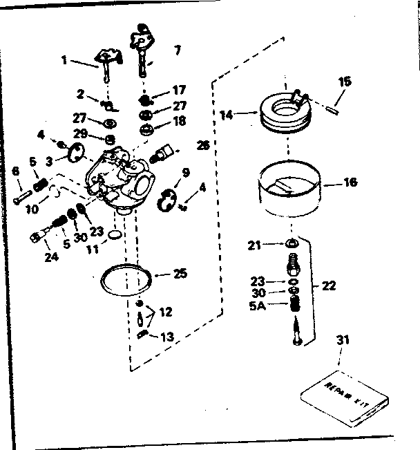 Carburetor No. 632254 Diagram and Parts List for 143356212  Craftsman Engine