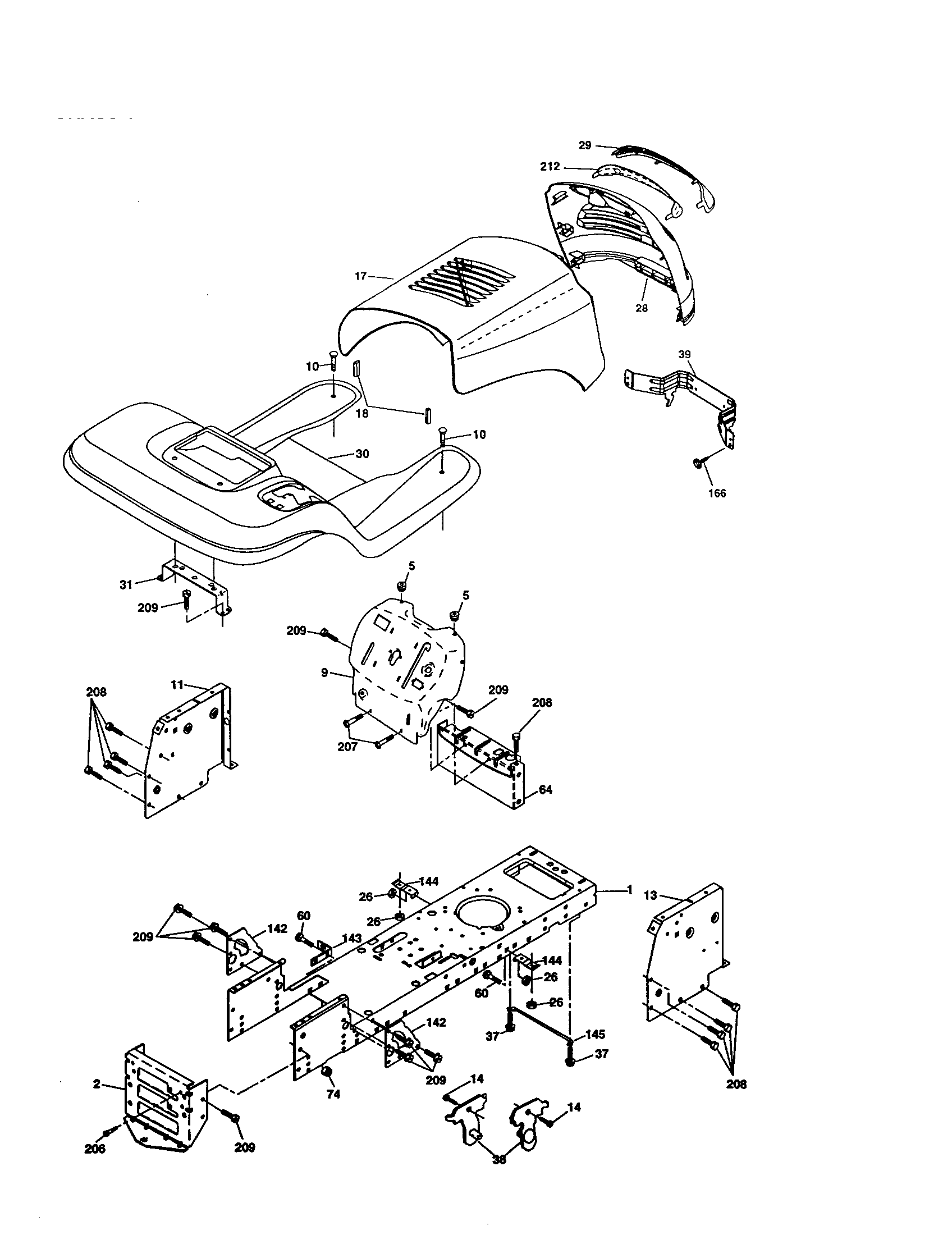 Chassis And Enclosures Diagram and Parts List for 917277311  Craftsman Lawn Tractor