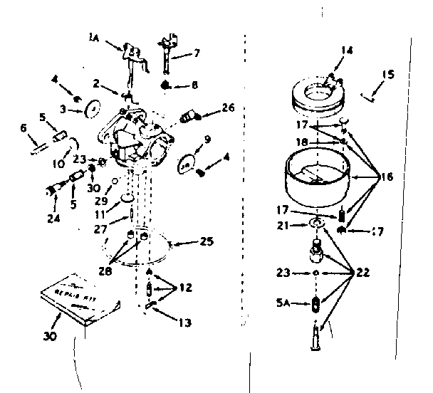 Carburetor Diagram and Parts List for 143177042  Craftsman Engine