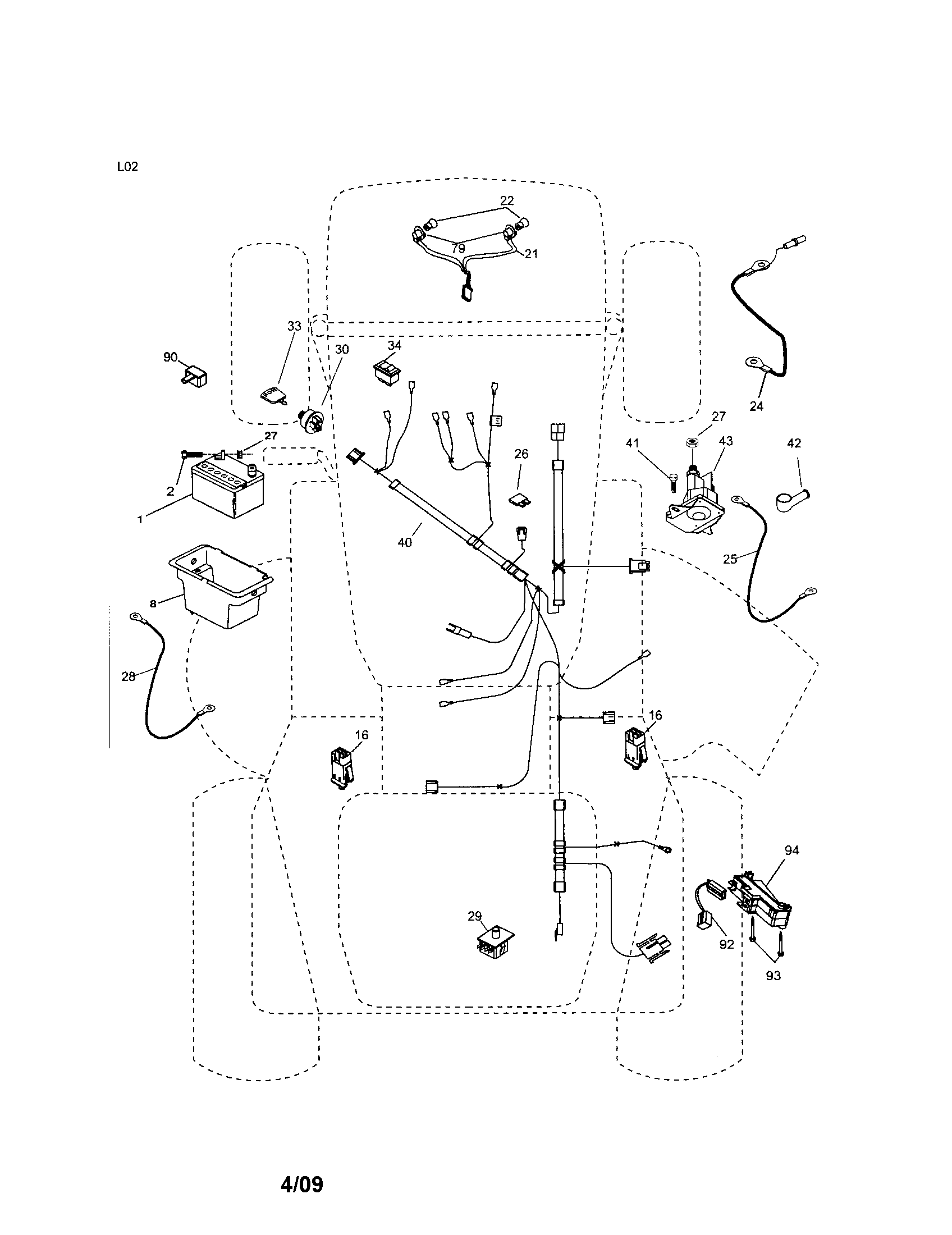 Electrical Diagram and Parts List for 917253201  Craftsman Lawn Tractor