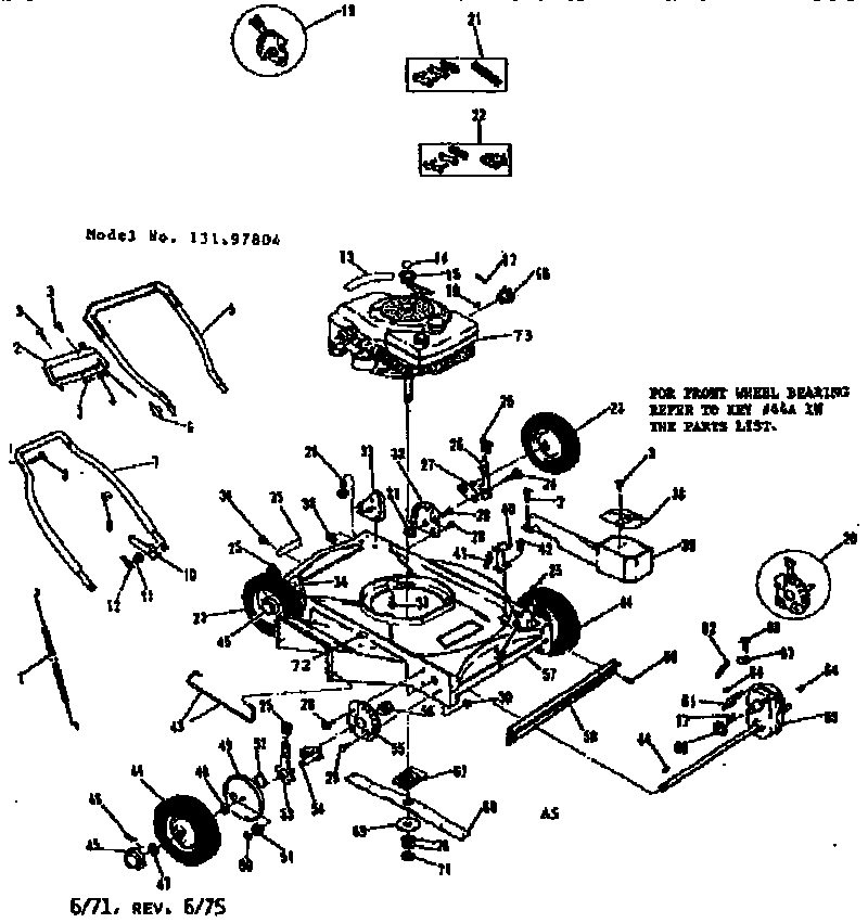 Replacement Parts Diagram and Parts List for 13197804  Craftsman Lawn Mower