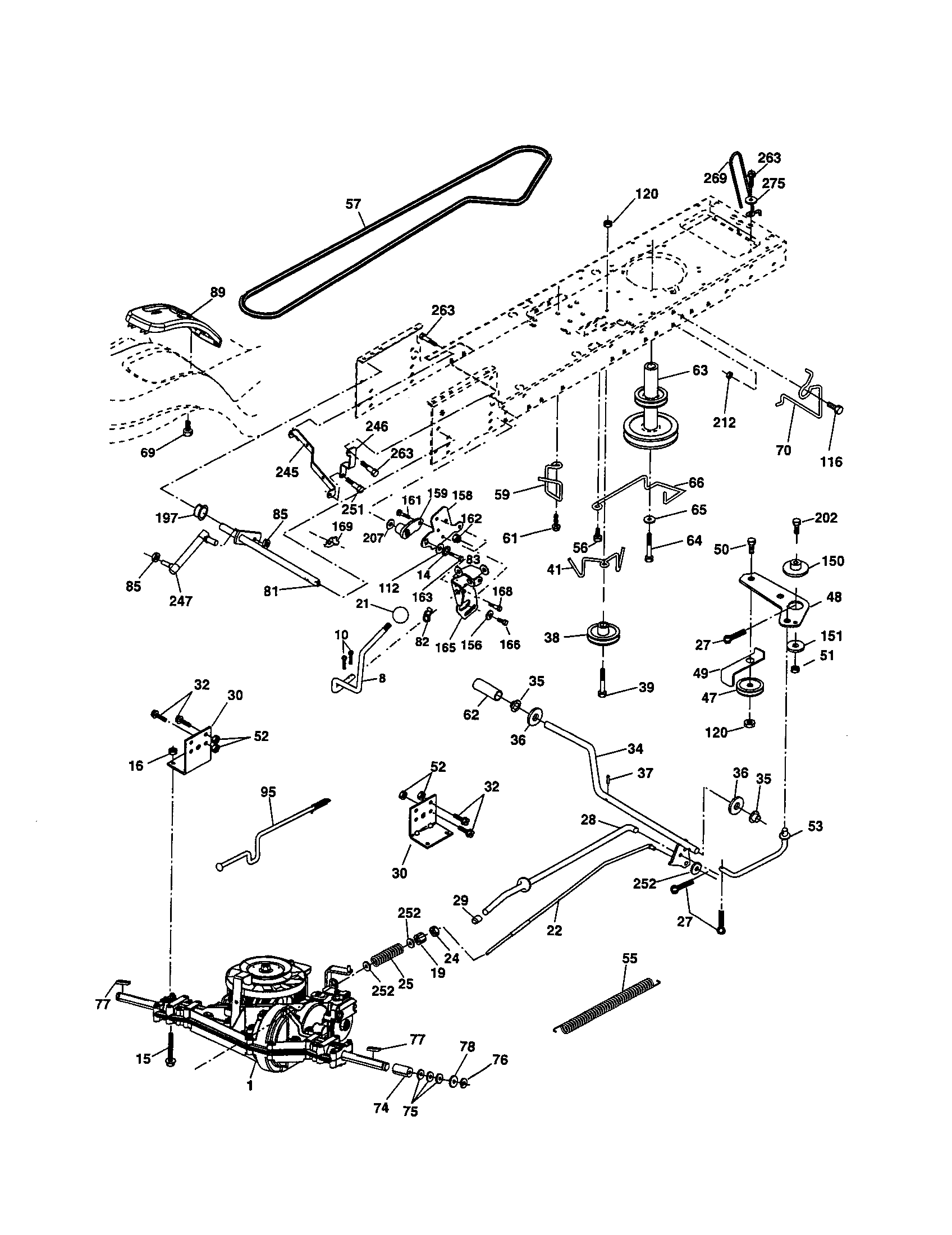 Drive Diagram and Parts List for 917277580  Craftsman Lawn Tractor