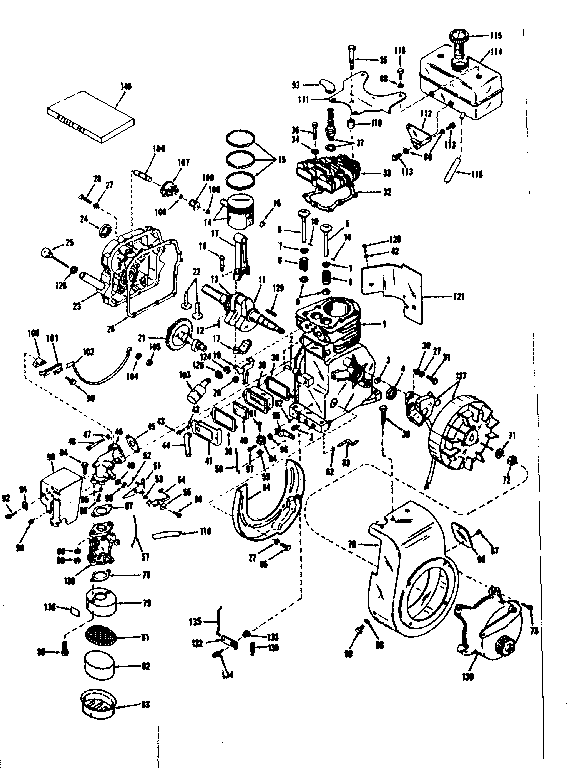 Basic Engine Diagram and Parts List for 143501081  Craftsman Engine