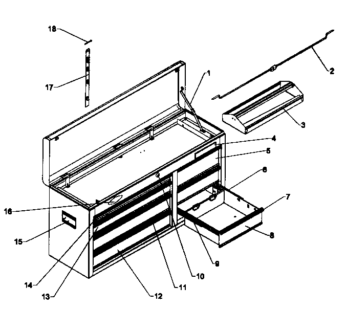 Tool Chest Diagram and Parts List for 70621121  Craftsman Tool Stand & Cart
