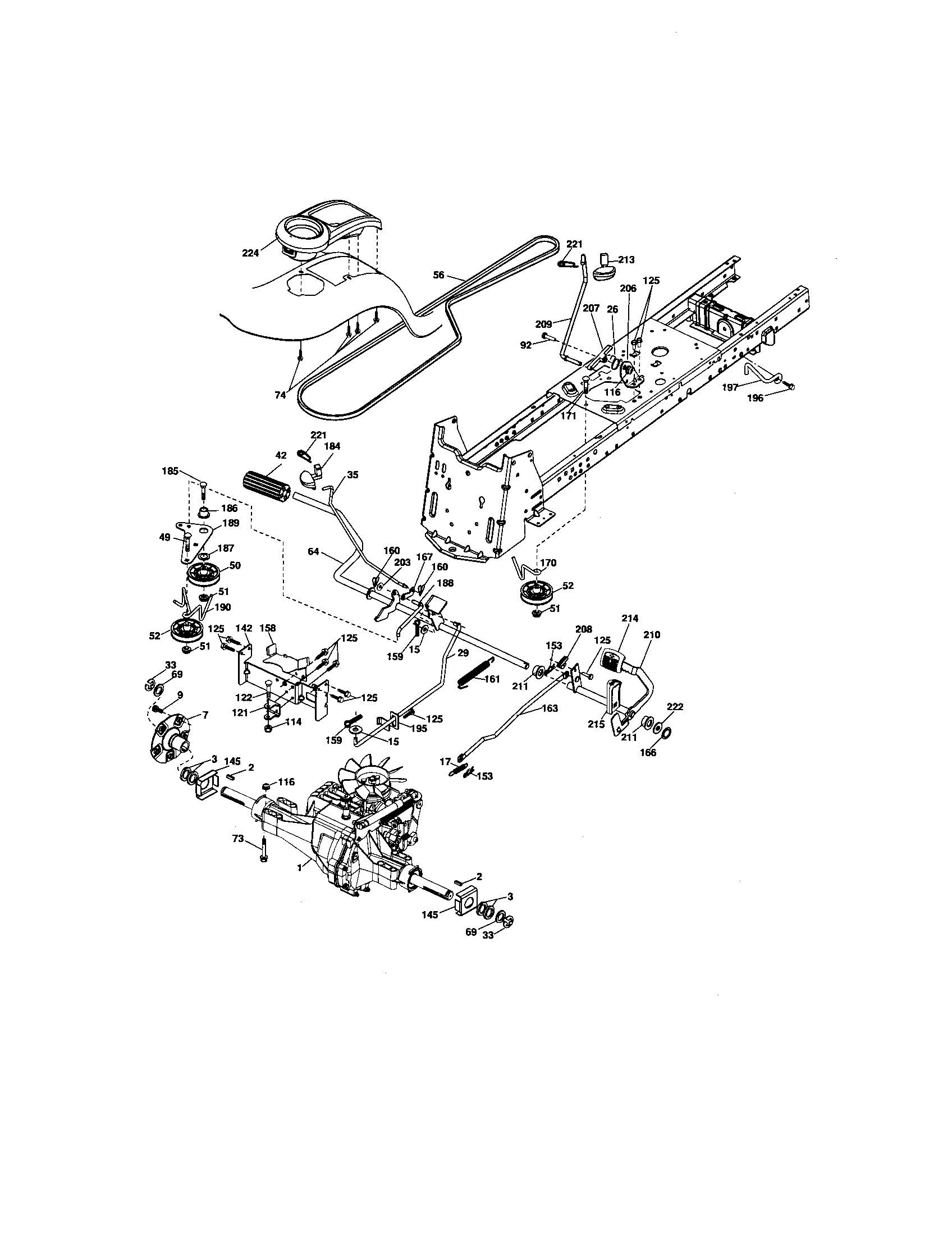 Ground Drive Diagram and Parts List for 917276922  Craftsman Lawn Tractor
