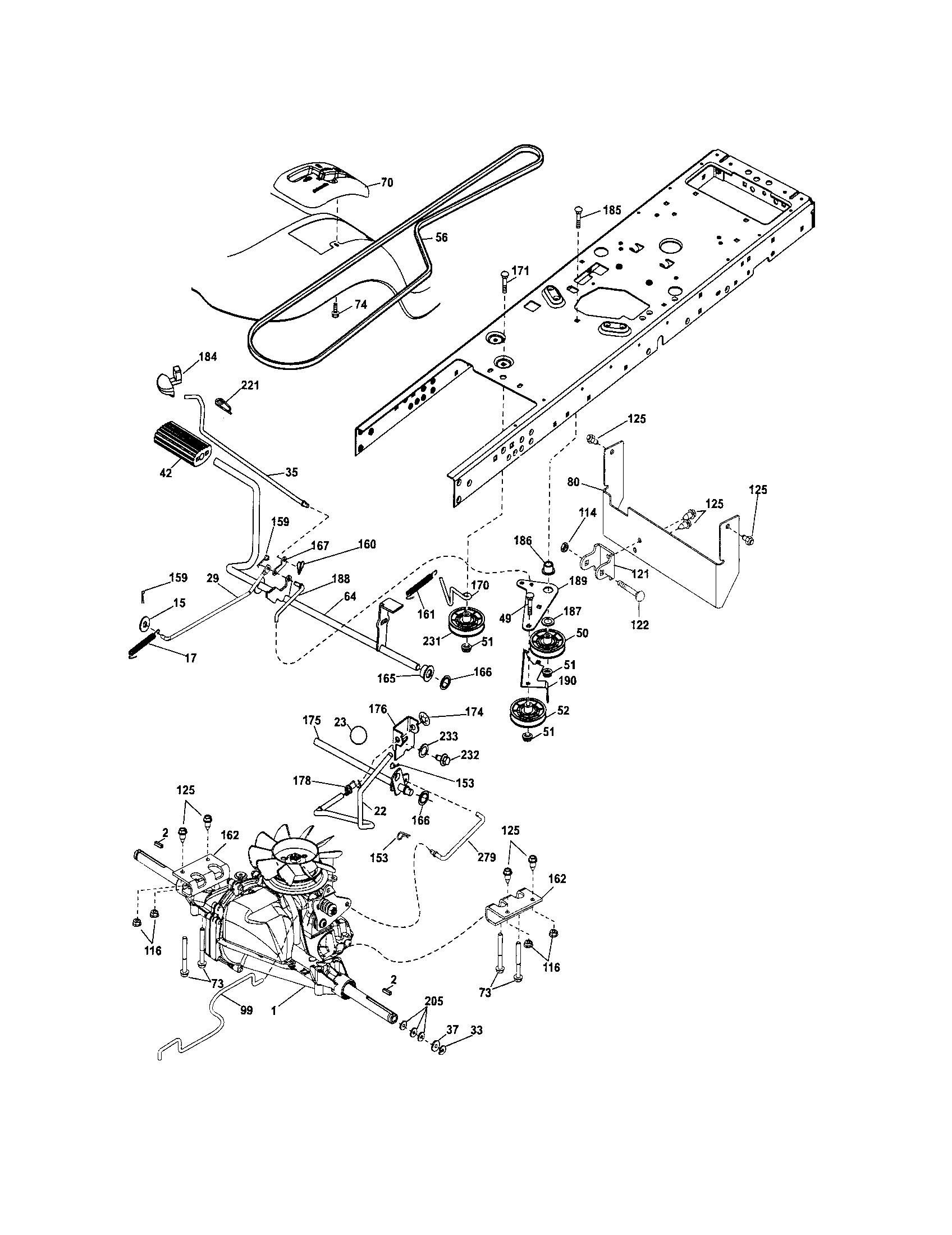 Ground Drive Diagram and Parts List for 917288120  Craftsman Lawn Tractor
