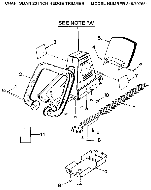 Main Frame Diagram and Parts List for 315797651  Craftsman Trimmer