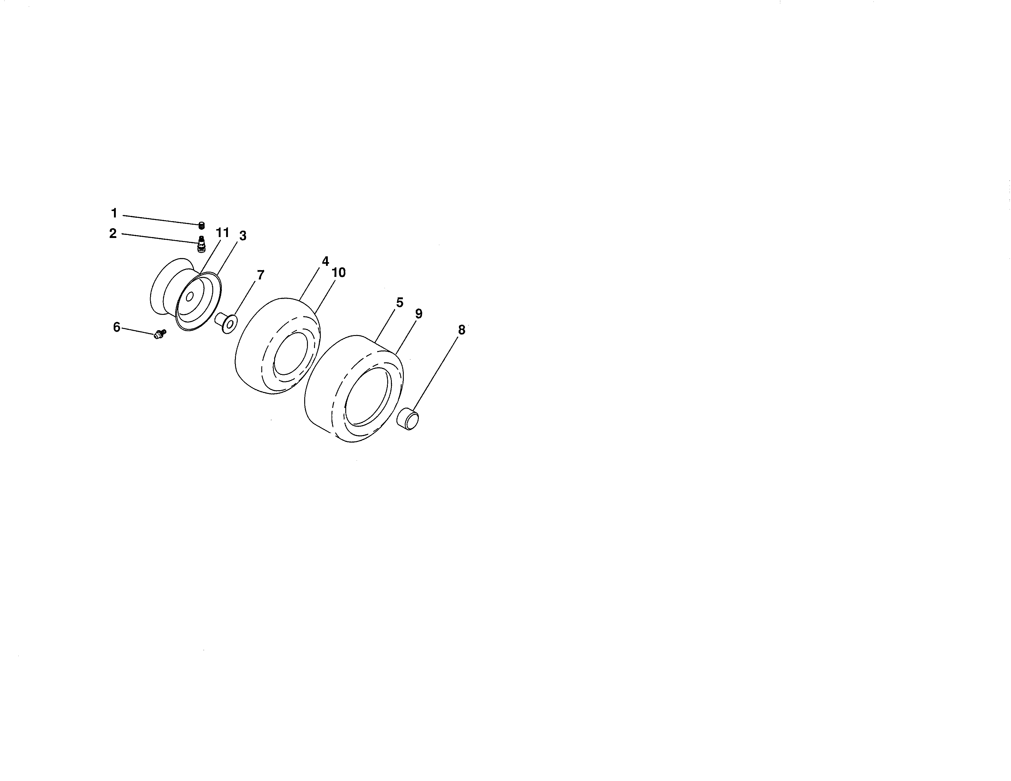 Wheels & Tires Diagram and Parts List for 917986441  Craftsman Lawn Tractor