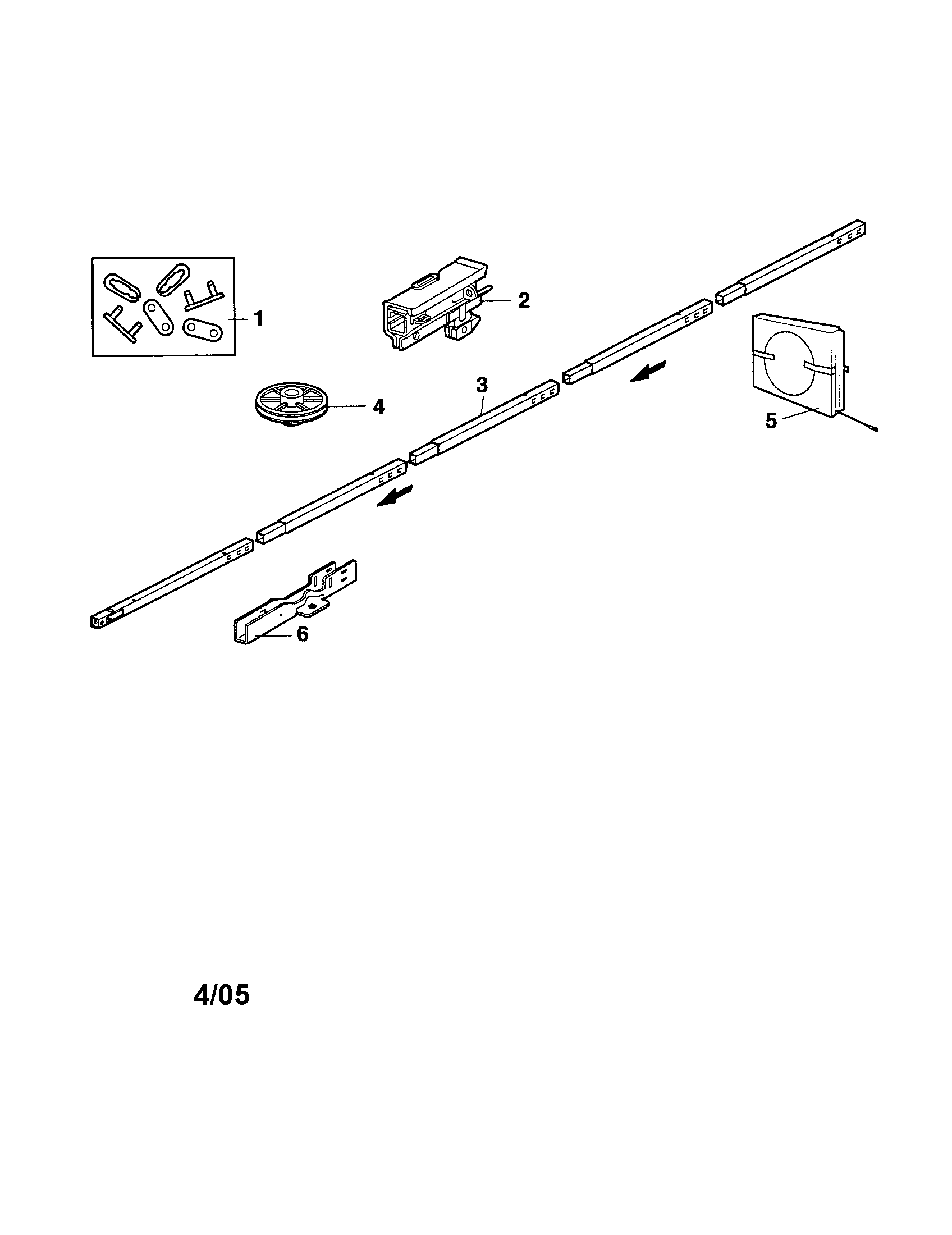Rail Assembly Diagram and Parts List for 13953985D  Craftsman Garage Door Opener