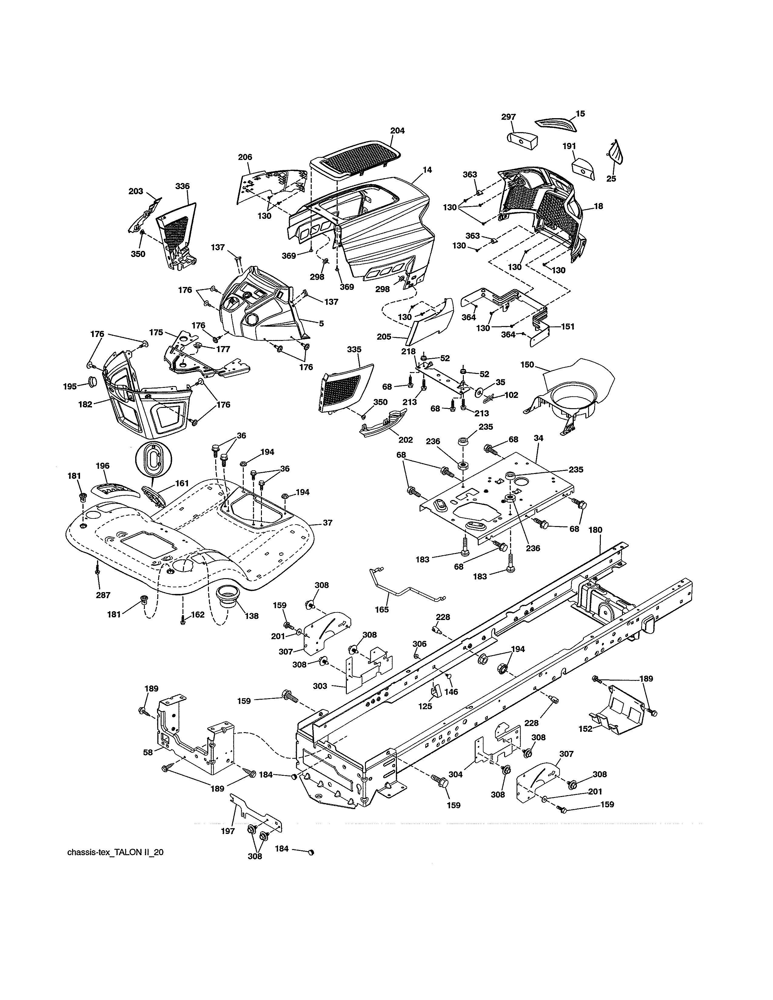 Chassis & Enclosures Diagram and Parts List for 917990040  Craftsman Lawn Tractor