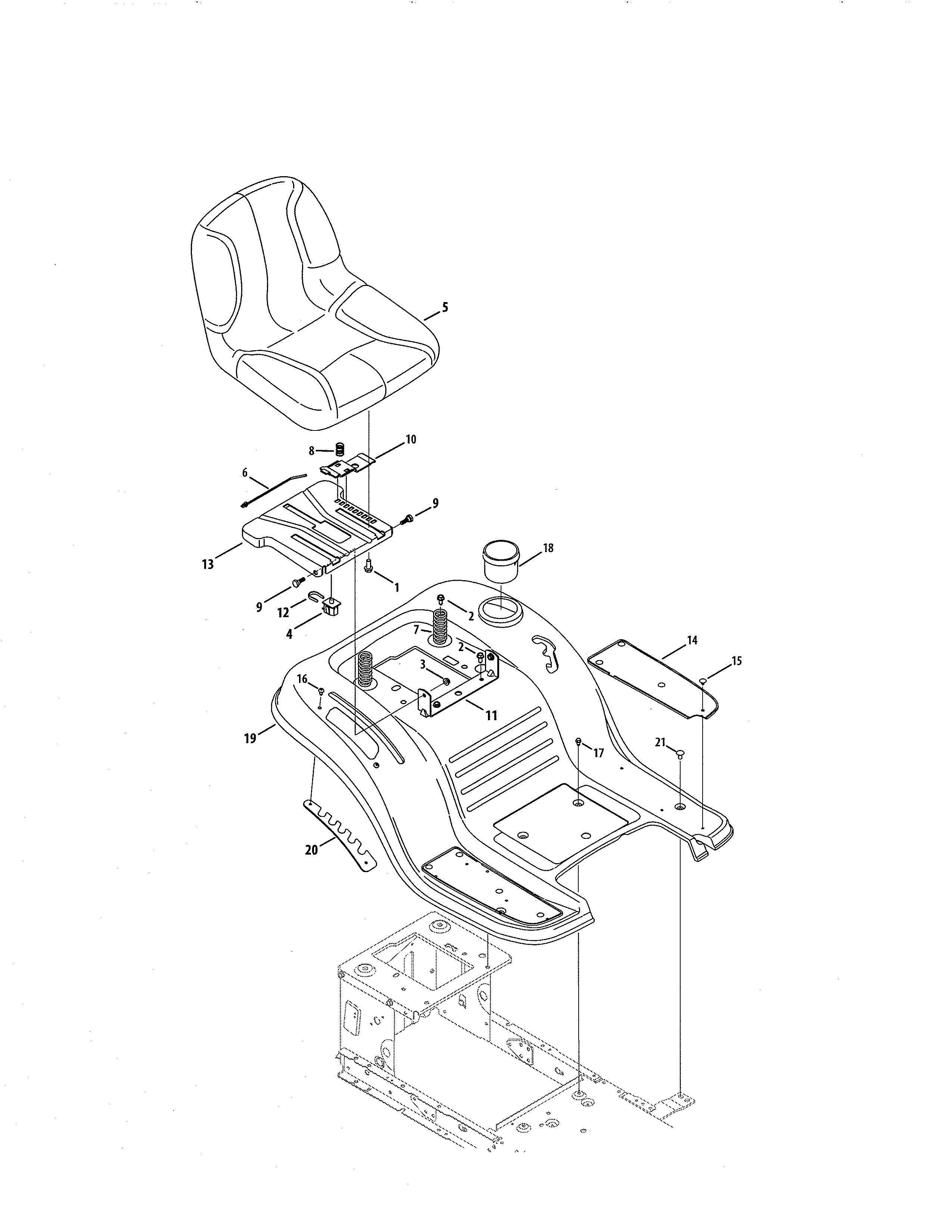 Seat/fender Diagram and Parts List for 247203751  Craftsman Lawn Tractor