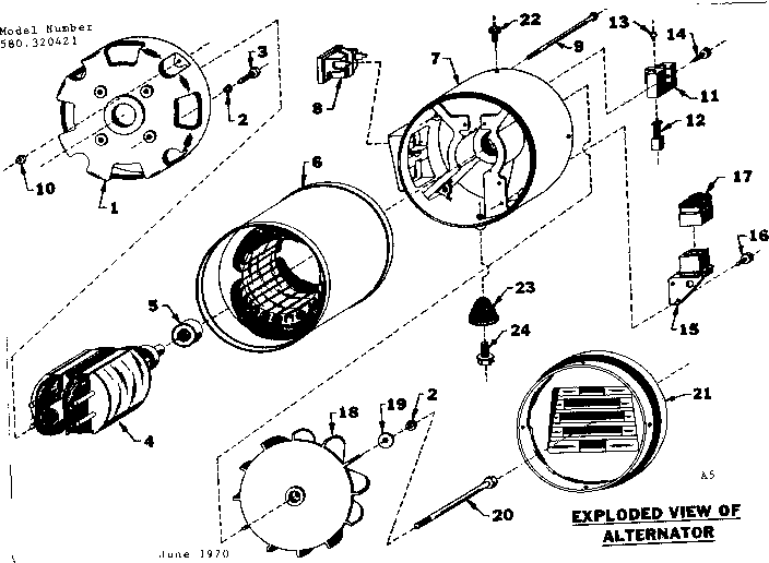 Stator Assembly Diagram and Parts List for 580320421  Craftsman Engine