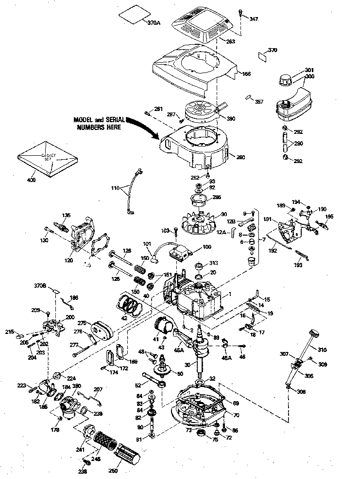 Replacement Parts Diagram and Parts List for 143404382  Craftsman Engine