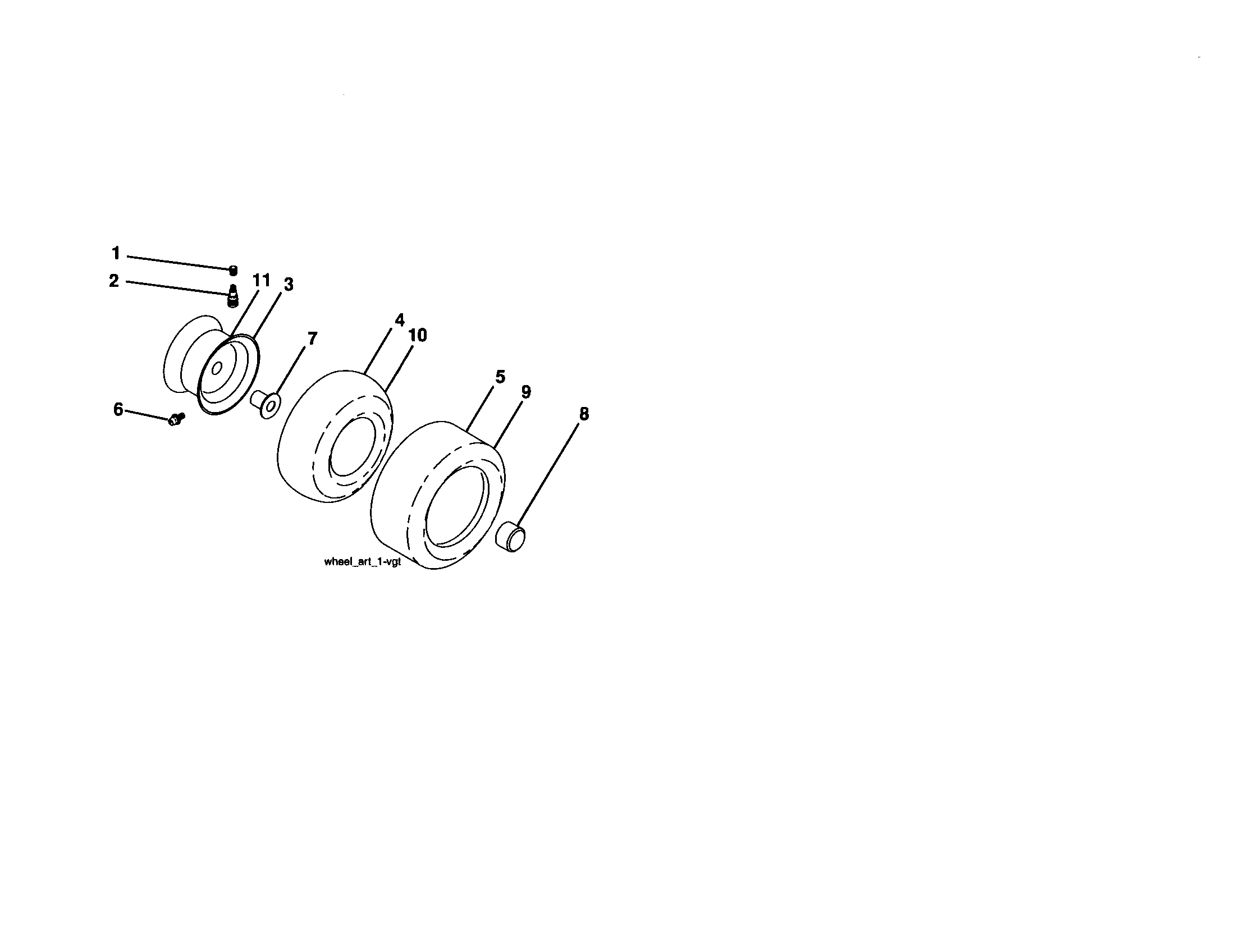 Wheels And Tires Diagram and Parts List for 917276845  Craftsman Lawn Tractor