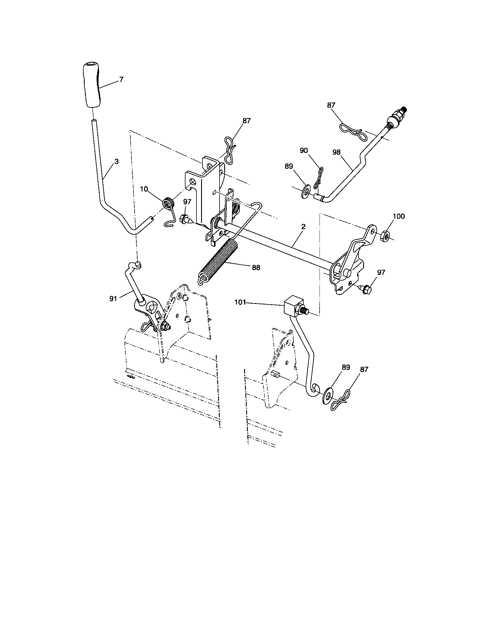 Lift Diagram and Parts List for 917286220  Craftsman Lawn Tractor
