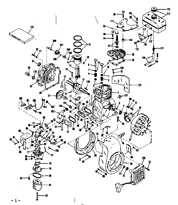 Basic Engine Diagram and Parts List for 14336250  Craftsman Engine