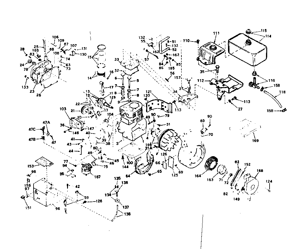 Engine Diagram and Parts List for 143626012  Craftsman Engine
