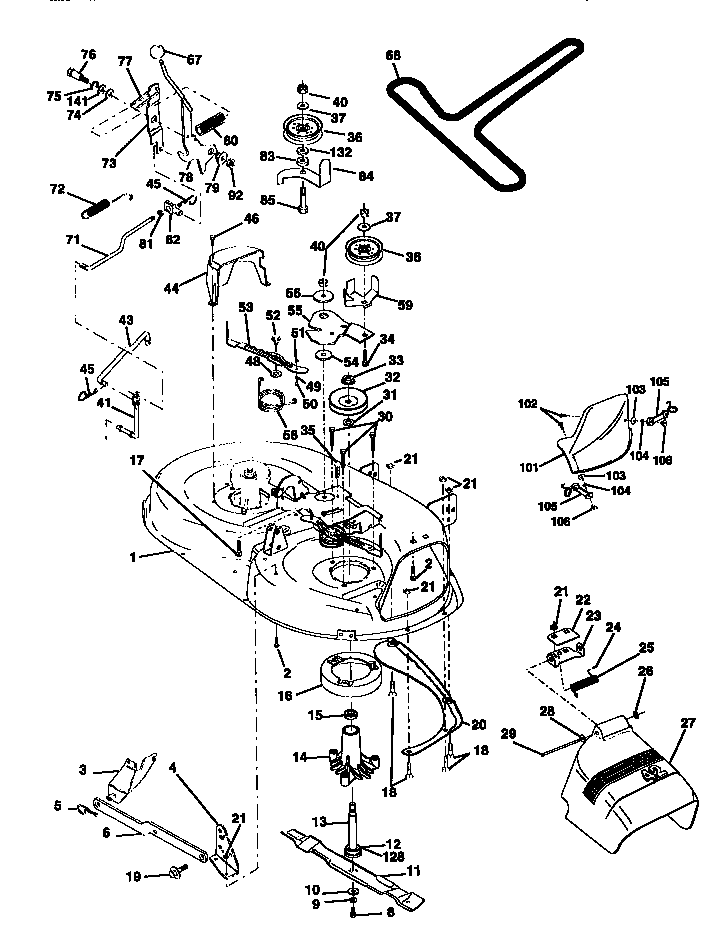 Mower Diagram and Parts List for 917258516  Craftsman Lawn Tractor