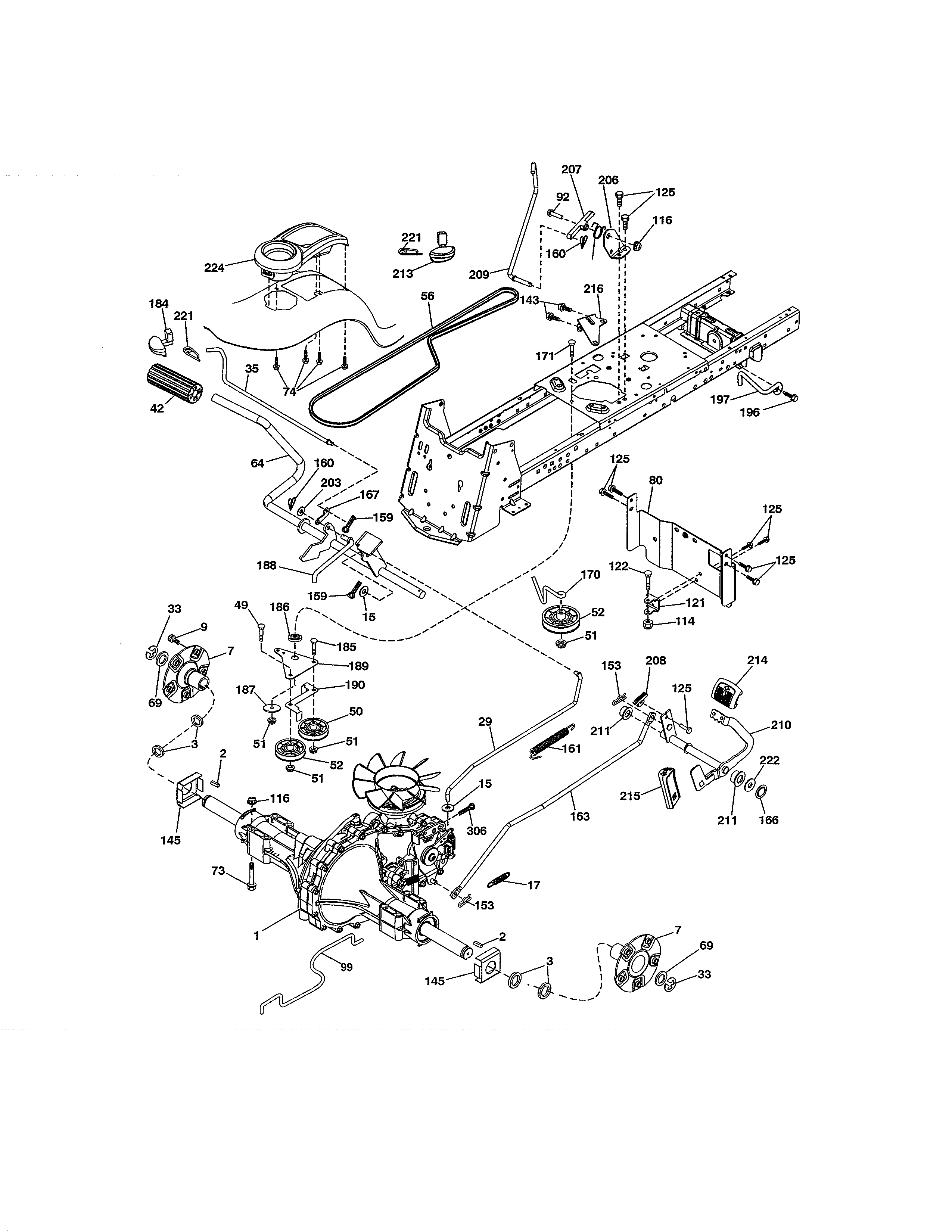 Ground Drive Diagram and Parts List for 917204092  Craftsman Lawn Tractor