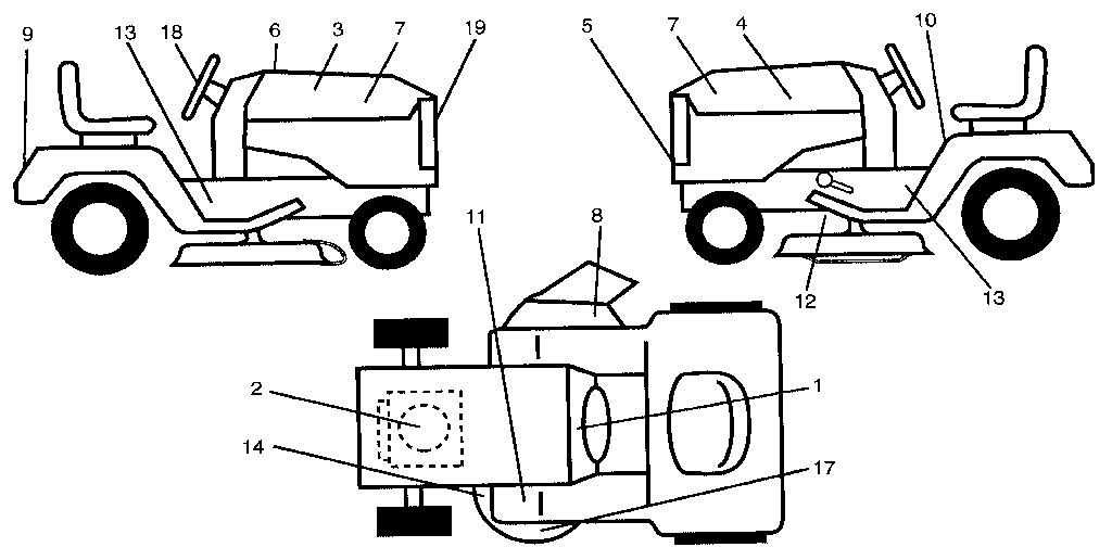 Decals Diagram and Parts List for 917255582  Craftsman Lawn Tractor