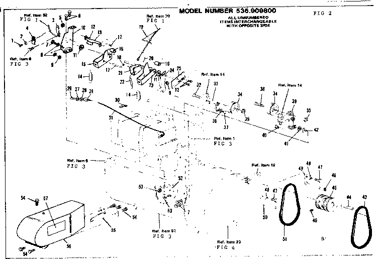 Drive Assembly Diagram and Parts List for 536909800  Craftsman Snow Blower