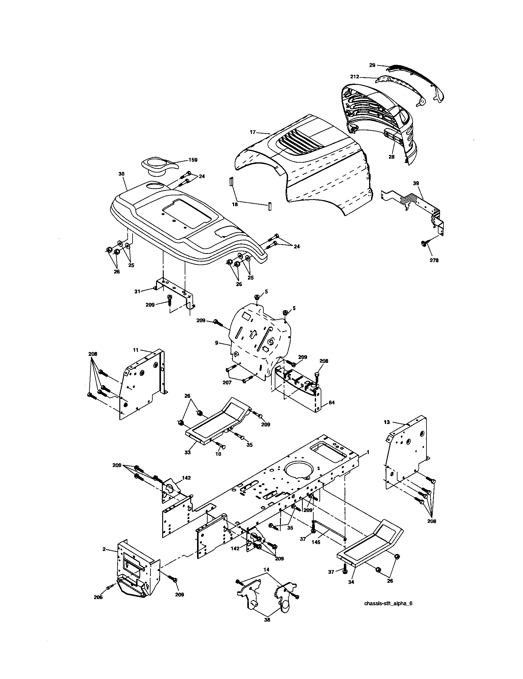 Chassis And Enclosures Diagram and Parts List for 917288050  Craftsman Lawn Tractor