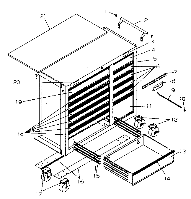 Cabinet Parts Diagram and Parts List for 706659213  Craftsman Tool Stand & Cart