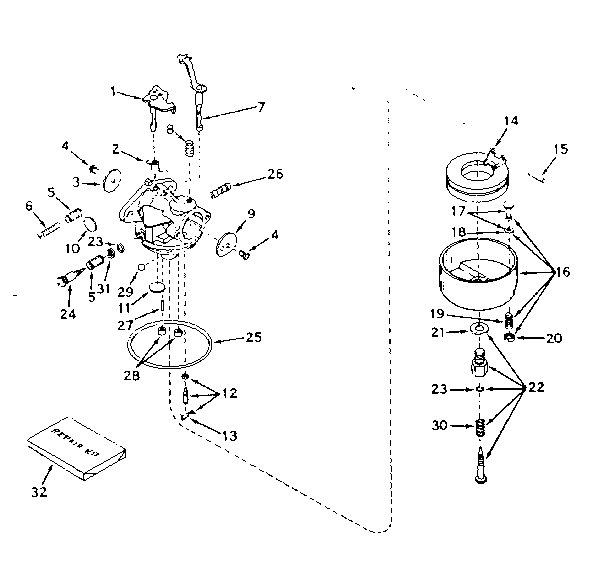 Carburetor Diagram and Parts List for 143576222  Craftsman Engine