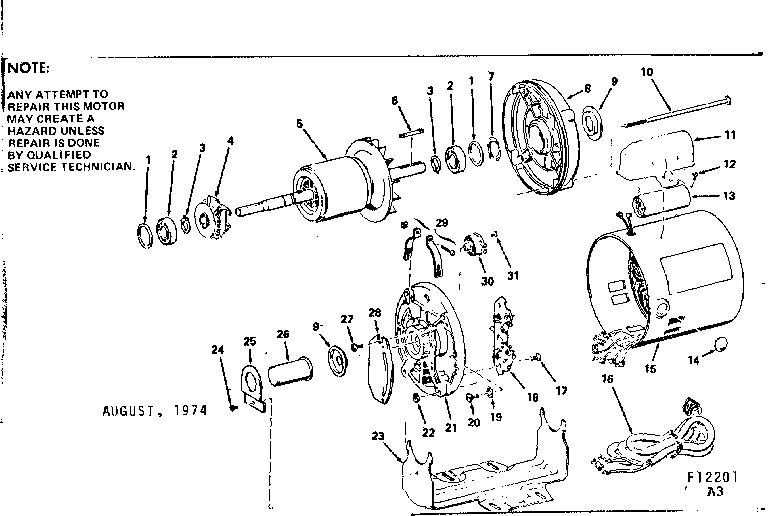 Unit Diagram and Parts List for 11312201  Craftsman Engine