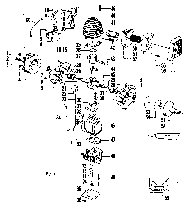 Engine Diagram and Parts List for 358798130  Craftsman Trimmer