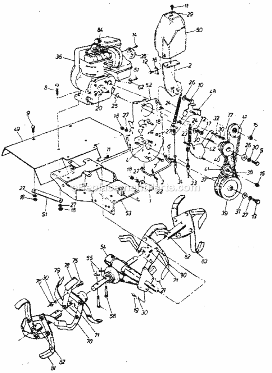 Page B Diagram and Parts List for 200298711  Craftsman Tiller