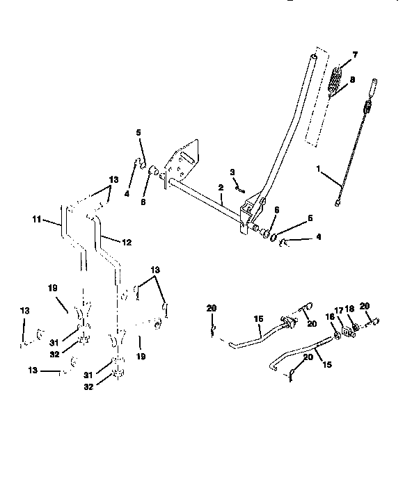 Lift Diagram and Parts List for 917258082  Craftsman Lawn Tractor