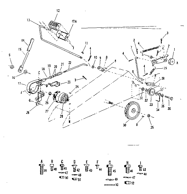 Idler And Braking Assembly Diagram and Parts List for 91725510B  Craftsman Lawn Tractor