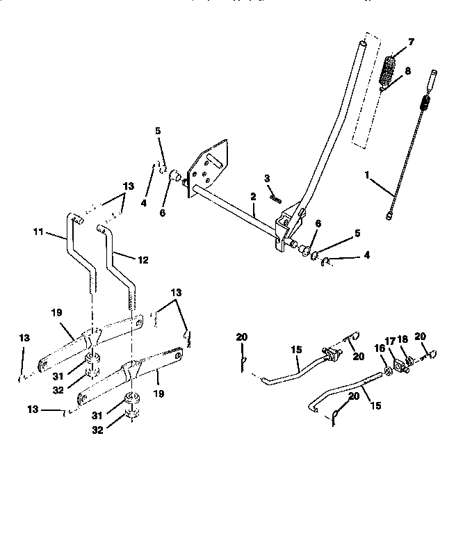 Lift Diagram and Parts List for 917258473  Craftsman Lawn Tractor