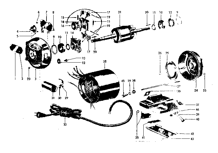 Unit Diagram and Parts List for 11319090  Craftsman Power Motor