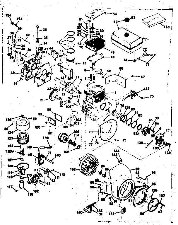 Basic Engine Diagram and Parts List for 143599062  Craftsman Engine
