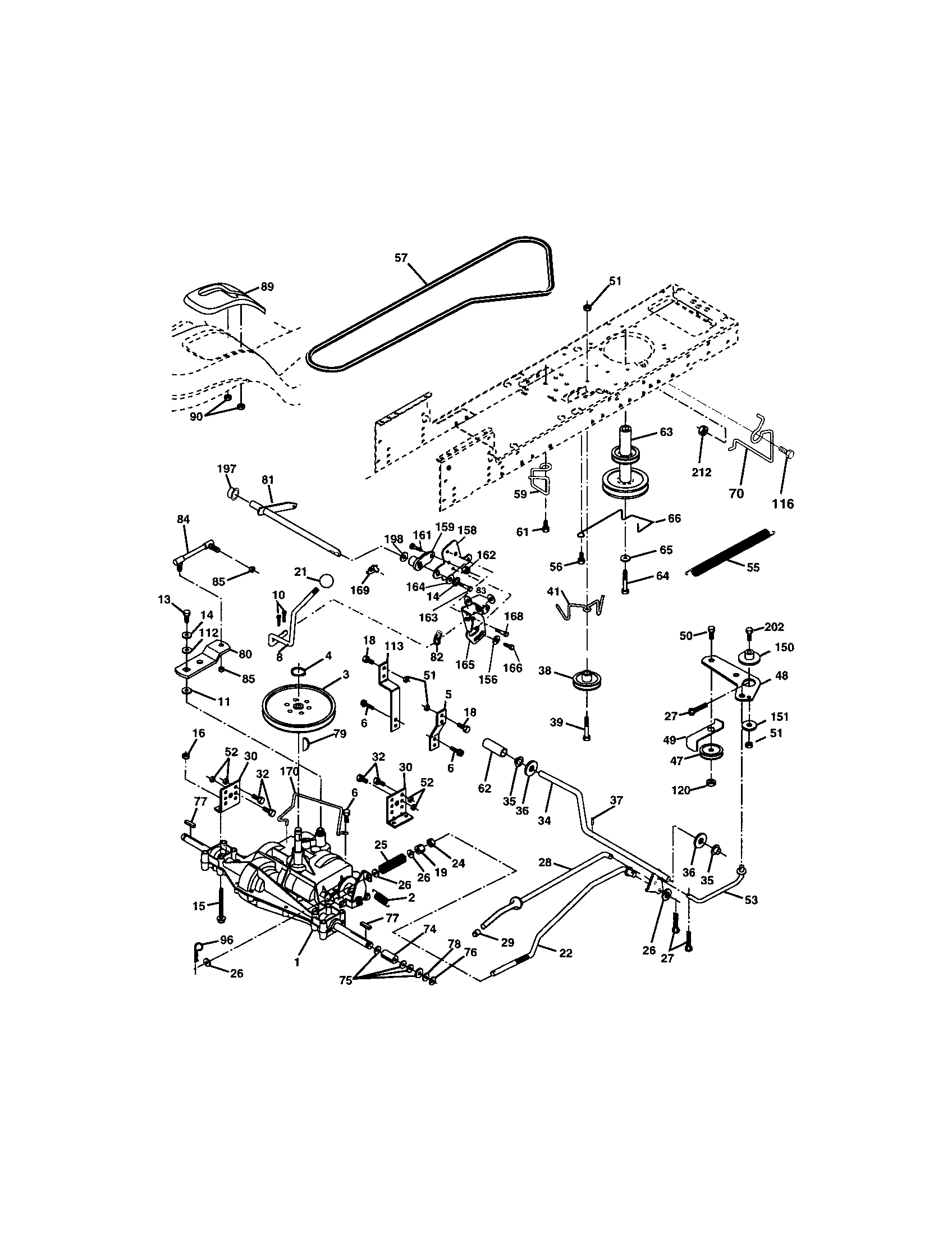 Ground Drive Diagram and Parts List for 917273134  Craftsman Lawn Tractor