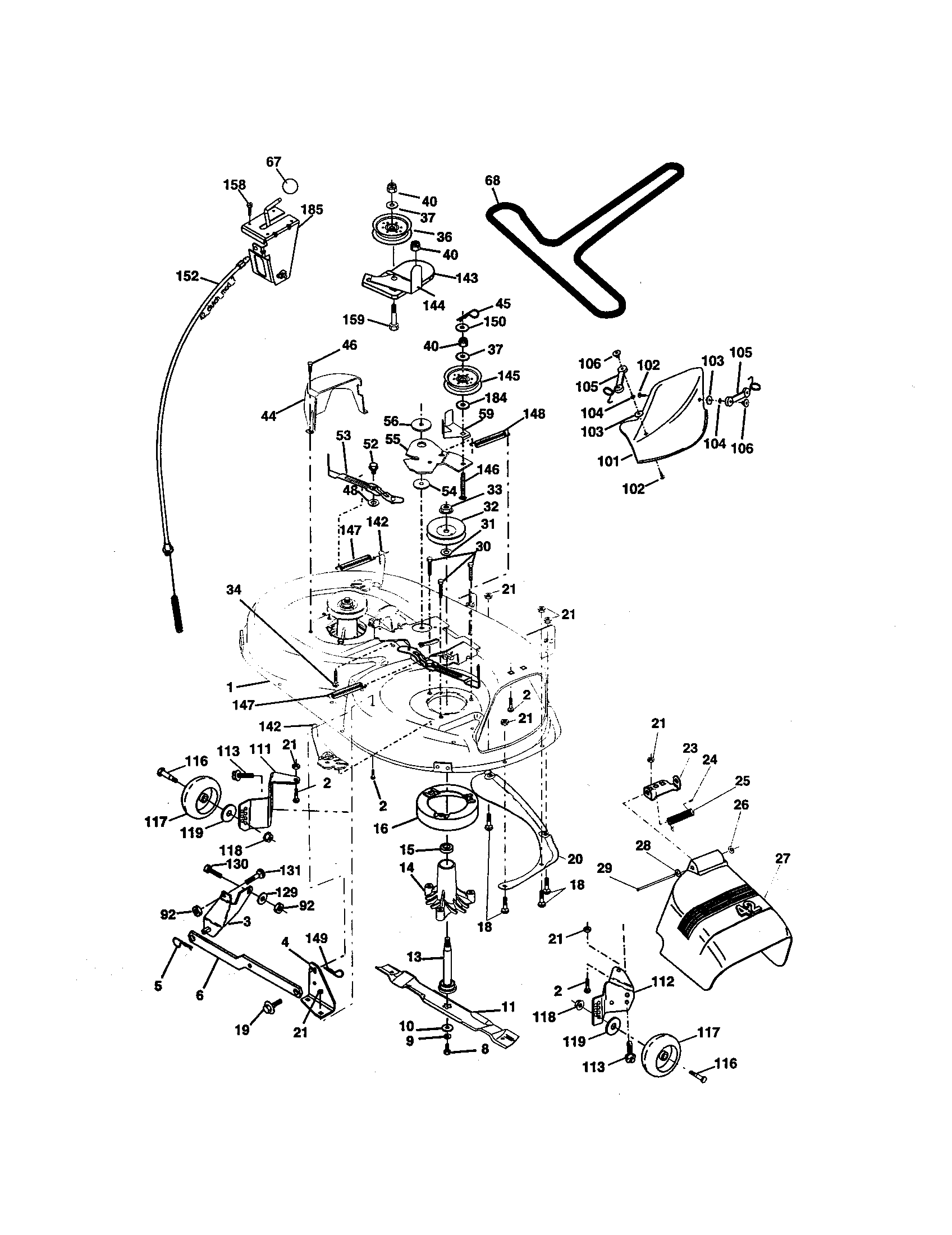 Mower Deck Diagram and Parts List for 917273751  Craftsman Lawn Tractor